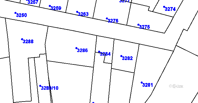 Parcela st. 3284 v KÚ Mimoň, Katastrální mapa