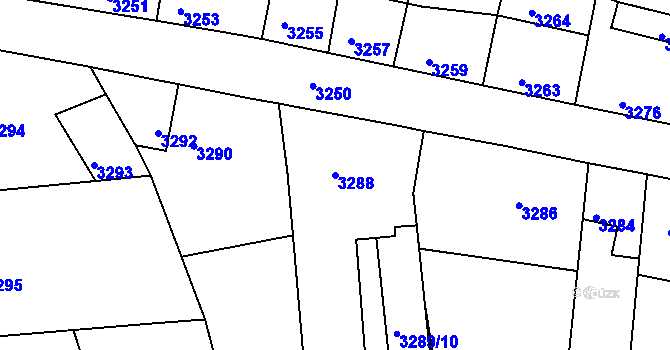 Parcela st. 3288 v KÚ Mimoň, Katastrální mapa