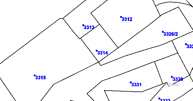 Parcela st. 3314 v KÚ Mimoň, Katastrální mapa