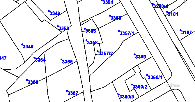 Parcela st. 3357/2 v KÚ Mimoň, Katastrální mapa