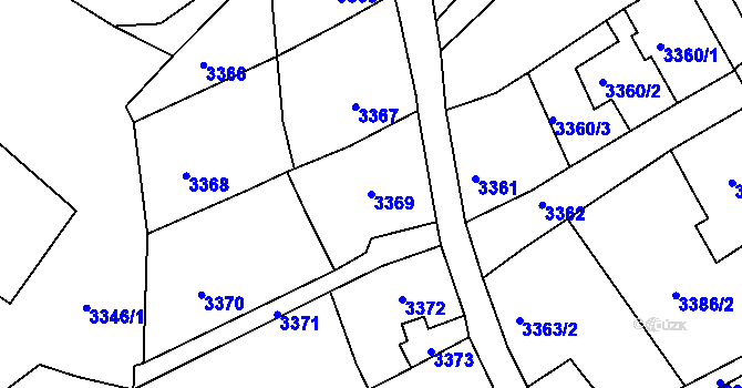Parcela st. 3369 v KÚ Mimoň, Katastrální mapa