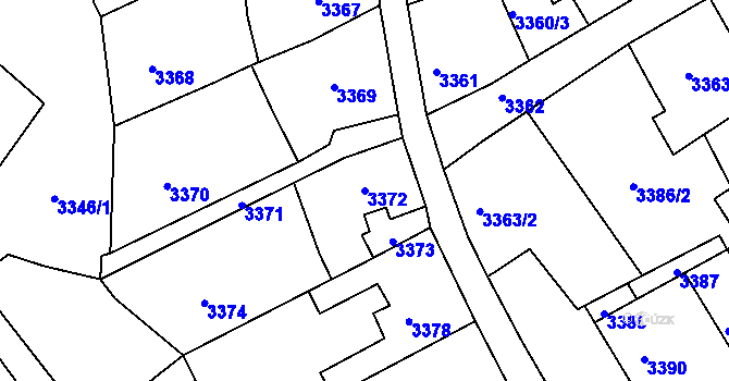 Parcela st. 3372 v KÚ Mimoň, Katastrální mapa