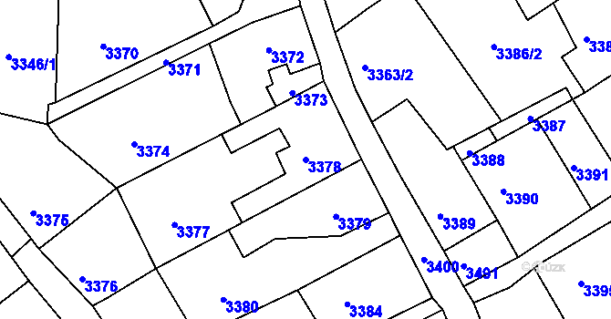 Parcela st. 3378 v KÚ Mimoň, Katastrální mapa