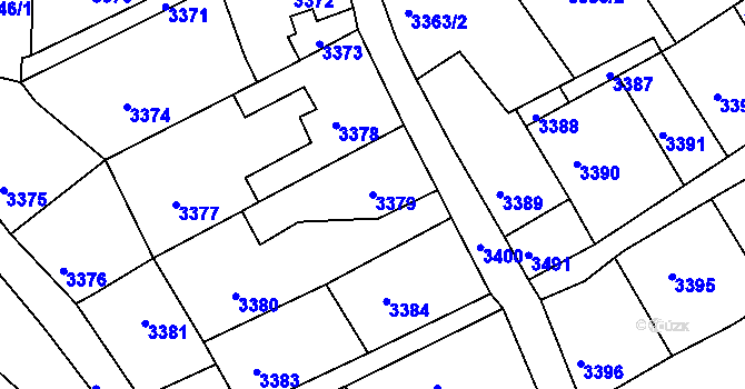 Parcela st. 3379 v KÚ Mimoň, Katastrální mapa