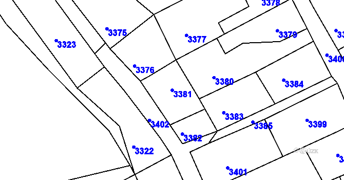 Parcela st. 3381 v KÚ Mimoň, Katastrální mapa