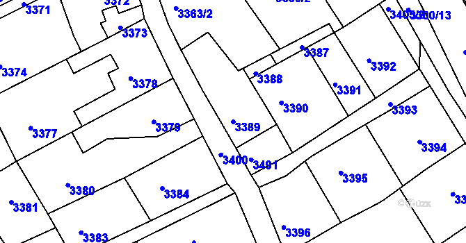 Parcela st. 3389 v KÚ Mimoň, Katastrální mapa