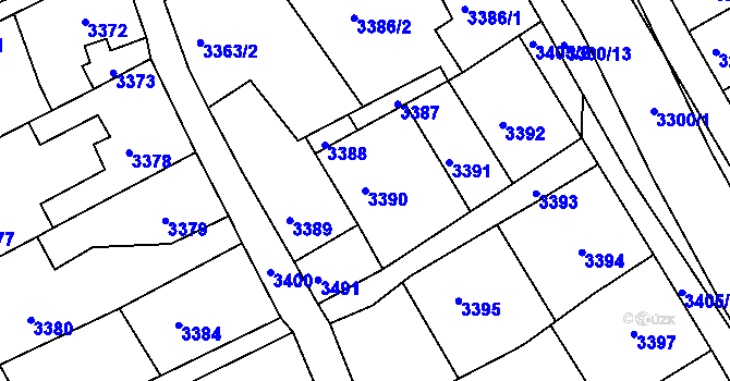 Parcela st. 3390 v KÚ Mimoň, Katastrální mapa