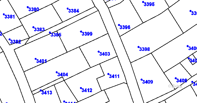 Parcela st. 3403 v KÚ Mimoň, Katastrální mapa