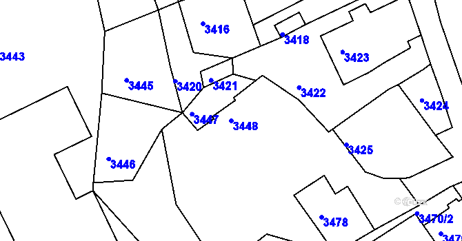 Parcela st. 3448 v KÚ Mimoň, Katastrální mapa