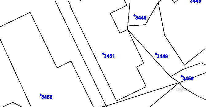 Parcela st. 3451 v KÚ Mimoň, Katastrální mapa