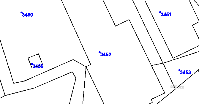 Parcela st. 3452 v KÚ Mimoň, Katastrální mapa