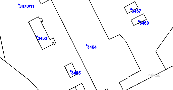 Parcela st. 3464 v KÚ Mimoň, Katastrální mapa