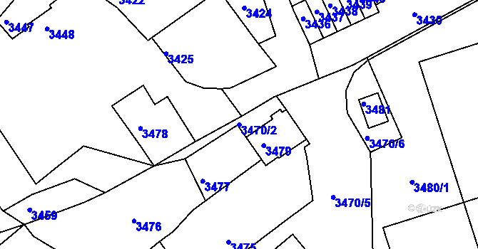 Parcela st. 3470/2 v KÚ Mimoň, Katastrální mapa