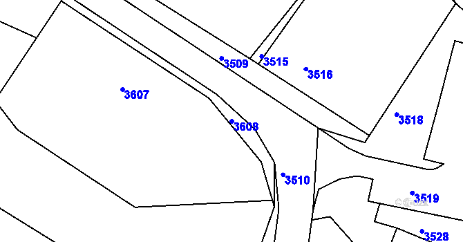 Parcela st. 3608 v KÚ Mimoň, Katastrální mapa