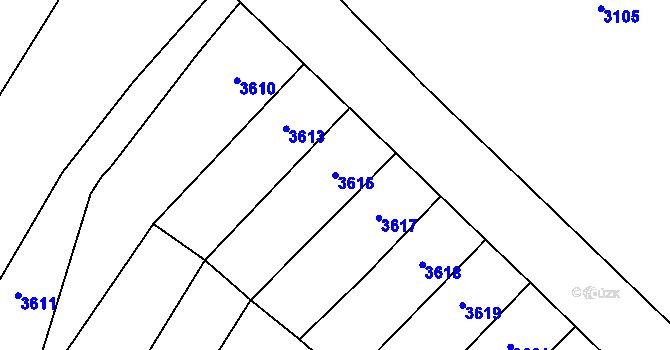 Parcela st. 3616 v KÚ Mimoň, Katastrální mapa