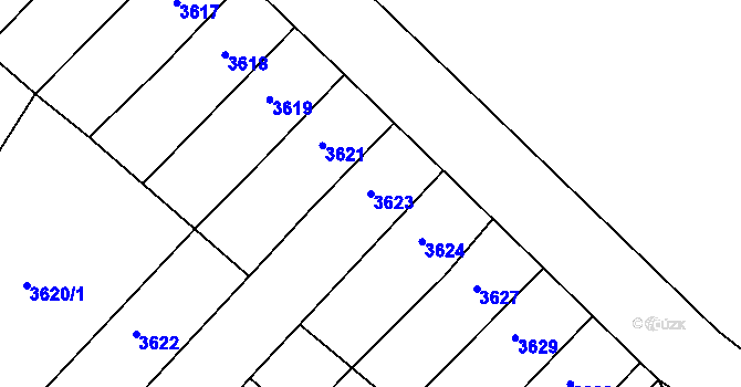 Parcela st. 3623 v KÚ Mimoň, Katastrální mapa