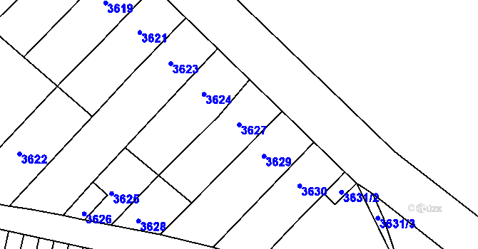 Parcela st. 3627 v KÚ Mimoň, Katastrální mapa