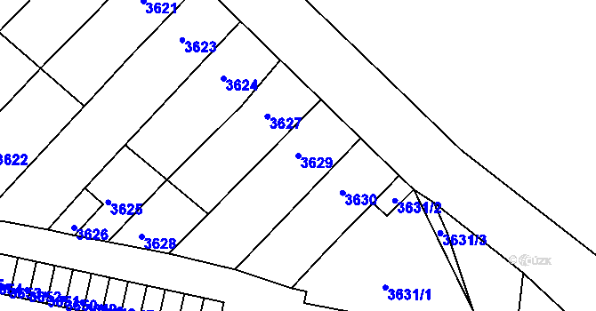 Parcela st. 3629 v KÚ Mimoň, Katastrální mapa