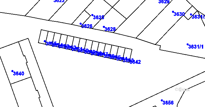 Parcela st. 3646 v KÚ Mimoň, Katastrální mapa