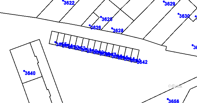 Parcela st. 3648 v KÚ Mimoň, Katastrální mapa