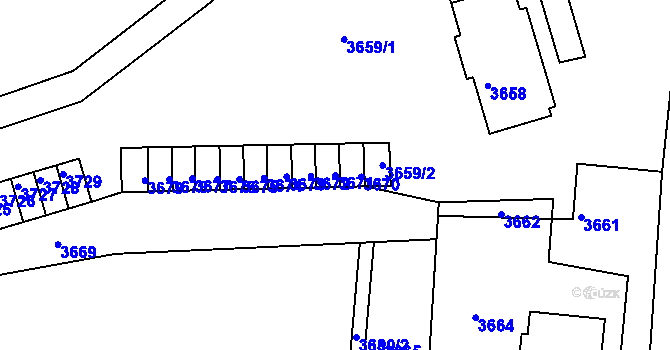 Parcela st. 3671 v KÚ Mimoň, Katastrální mapa