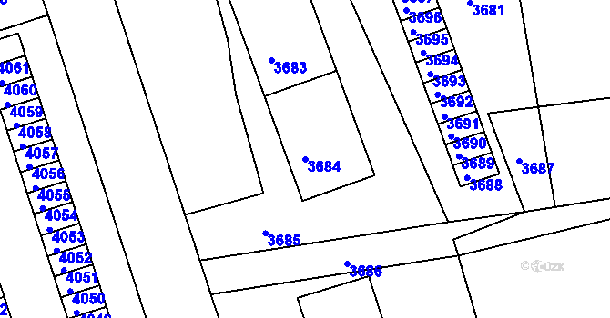 Parcela st. 3684 v KÚ Mimoň, Katastrální mapa