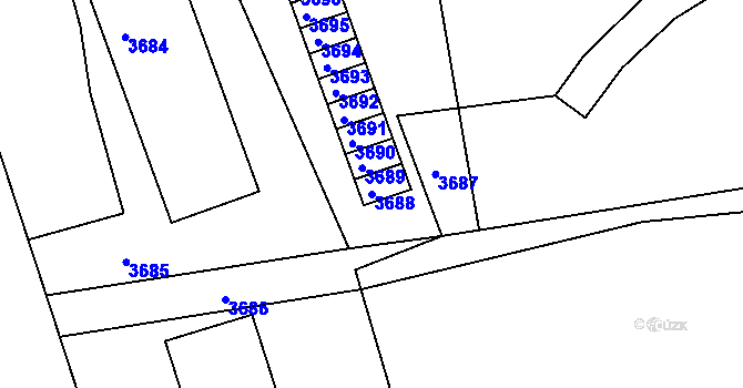 Parcela st. 3688 v KÚ Mimoň, Katastrální mapa