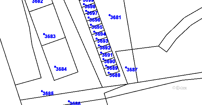 Parcela st. 3691 v KÚ Mimoň, Katastrální mapa