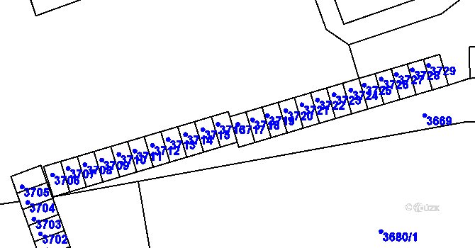 Parcela st. 3717 v KÚ Mimoň, Katastrální mapa