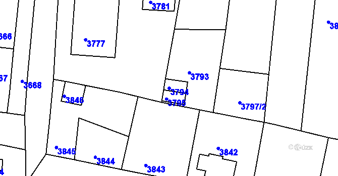 Parcela st. 3794 v KÚ Mimoň, Katastrální mapa