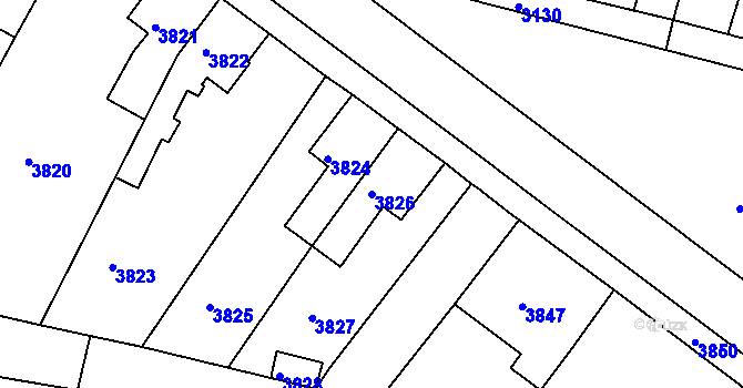 Parcela st. 3826 v KÚ Mimoň, Katastrální mapa