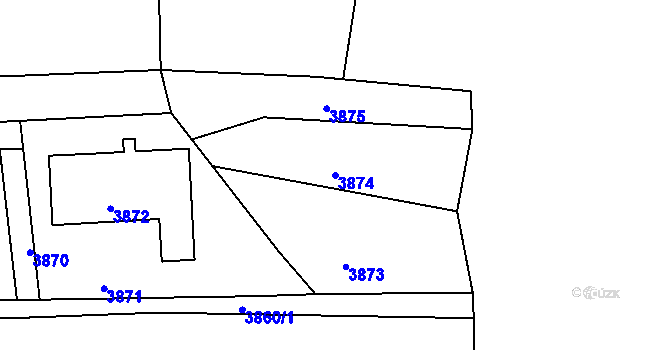 Parcela st. 3874 v KÚ Mimoň, Katastrální mapa