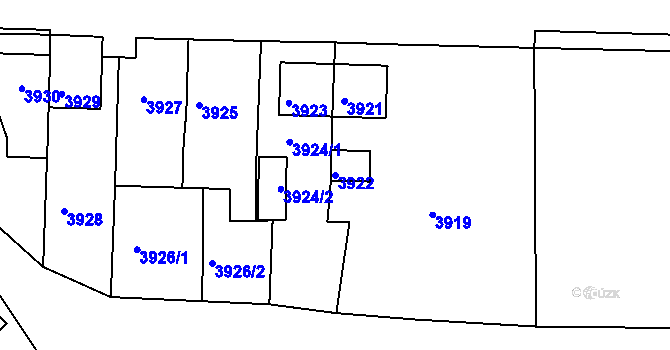 Parcela st. 3922 v KÚ Mimoň, Katastrální mapa