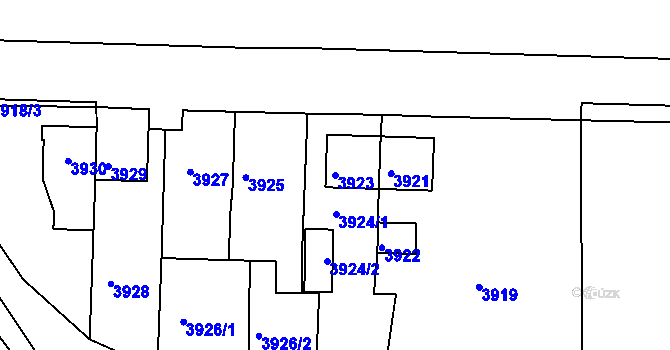 Parcela st. 3923 v KÚ Mimoň, Katastrální mapa
