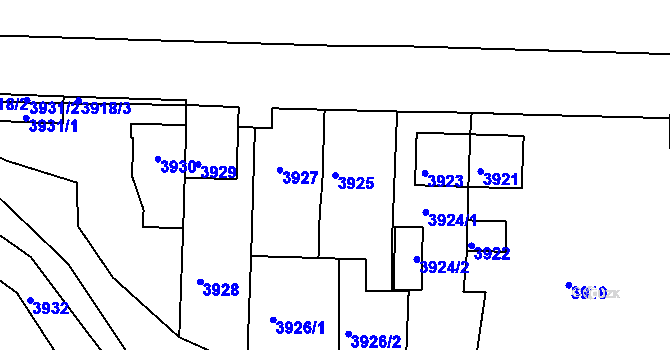 Parcela st. 3925 v KÚ Mimoň, Katastrální mapa