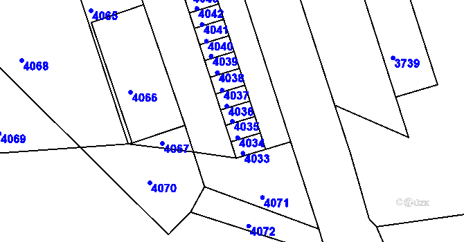 Parcela st. 4035 v KÚ Mimoň, Katastrální mapa