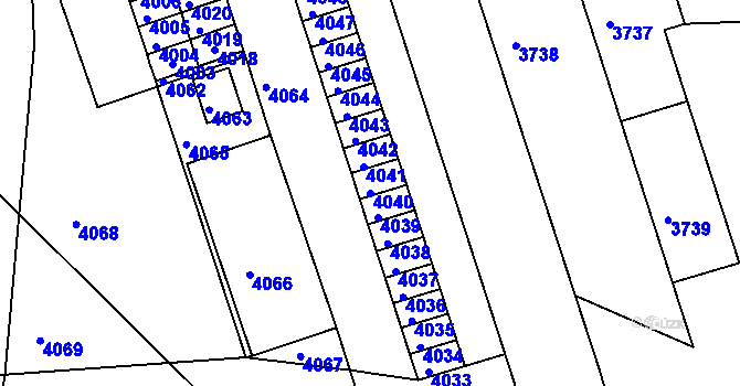 Parcela st. 4040 v KÚ Mimoň, Katastrální mapa