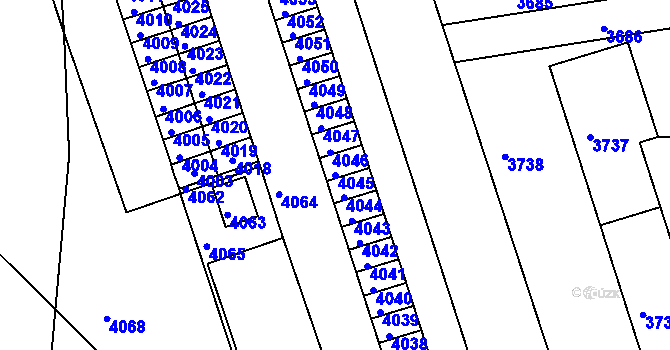 Parcela st. 4045 v KÚ Mimoň, Katastrální mapa