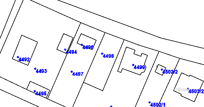 Parcela st. 4498 v KÚ Mimoň, Katastrální mapa