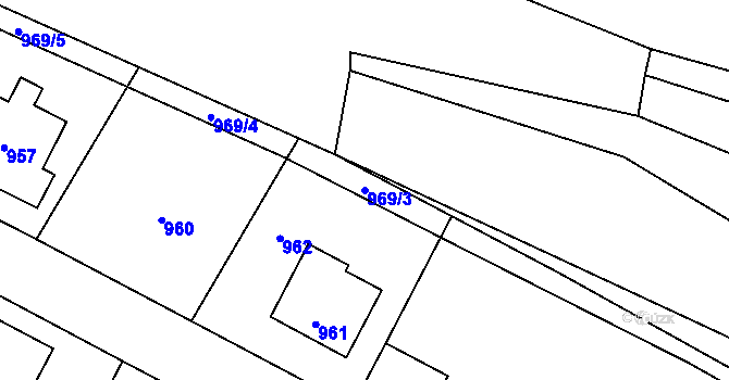 Parcela st. 969/3 v KÚ Mimoň, Katastrální mapa