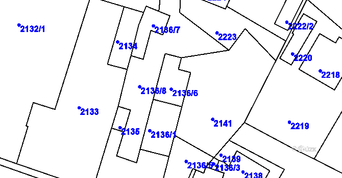 Parcela st. 2136/6 v KÚ Mimoň, Katastrální mapa