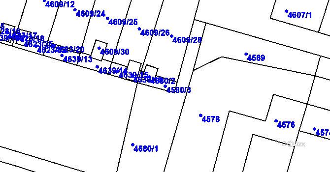 Parcela st. 4580/3 v KÚ Mimoň, Katastrální mapa