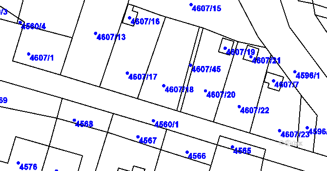 Parcela st. 4607/18 v KÚ Mimoň, Katastrální mapa