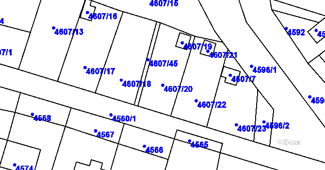 Parcela st. 4607/20 v KÚ Mimoň, Katastrální mapa
