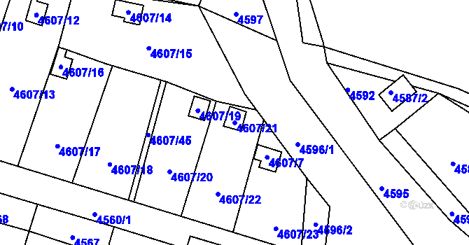 Parcela st. 4607/21 v KÚ Mimoň, Katastrální mapa