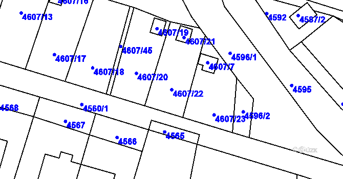 Parcela st. 4607/22 v KÚ Mimoň, Katastrální mapa