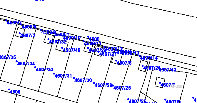 Parcela st. 4607/27 v KÚ Mimoň, Katastrální mapa