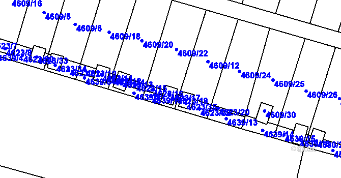 Parcela st. 4609/23 v KÚ Mimoň, Katastrální mapa