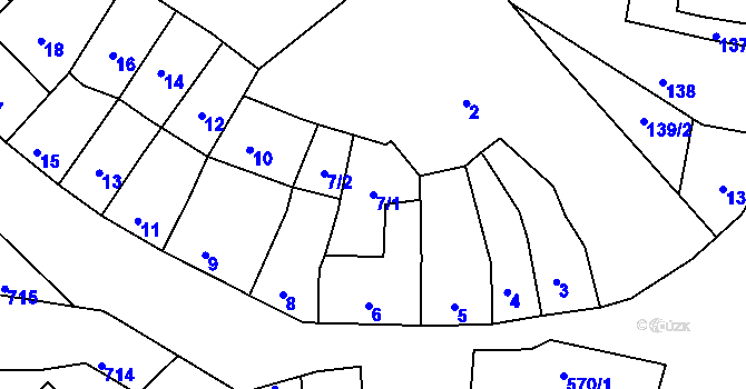 Parcela st. 7/1 v KÚ Mimoň, Katastrální mapa