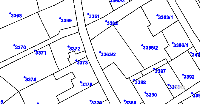 Parcela st. 3363/2 v KÚ Mimoň, Katastrální mapa